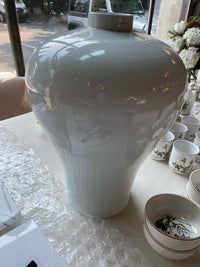 Chinese White Porcelain Vase by Jia Bo Clan