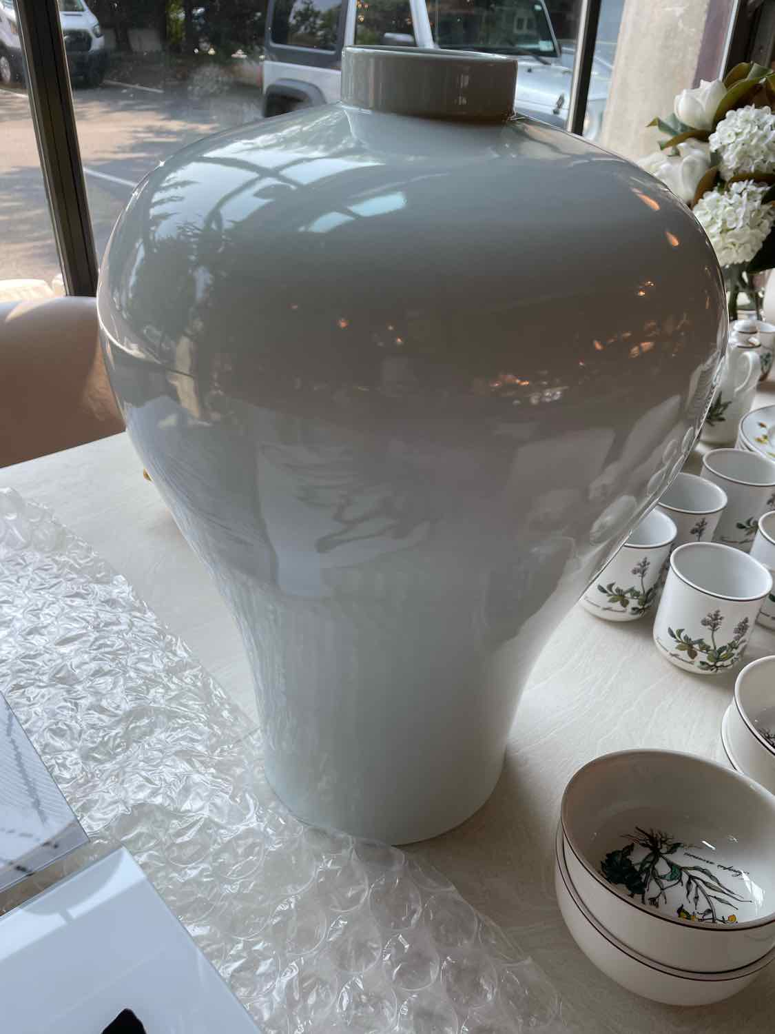 Chinese White Porcelain Vase by Jia Bo Clan