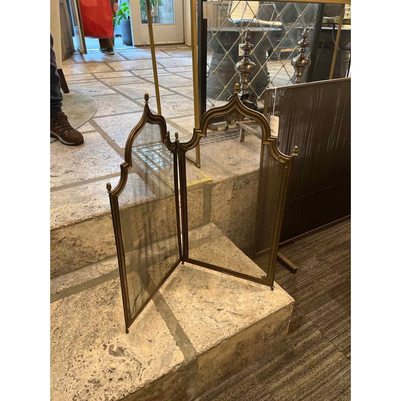 Antique Brass Fireplace Screen