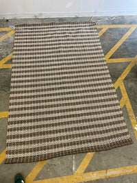 5' x 7.9' Navy & Brown Wool Weave Rug #64