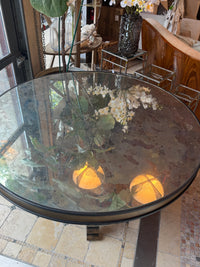 Neoclassical Steel & Mirrored Glass 4-ft Round Table by Niermann Weeks