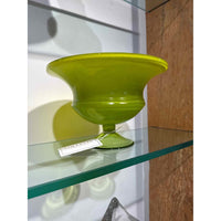 Vintage Chartreuse Opaline Urn Shape Glass Bowl, 9.5" Dia x 6"H