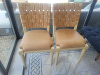 SET of 8 Maple & Leather Web VW Dining Side Chairs by Vicente Wolf (AS IS)