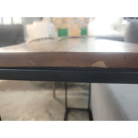 Narrow Matte Black Metal Console Table w/ Wood Top