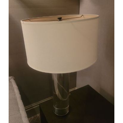 PAIR of Glass Column Table Lamps by RH