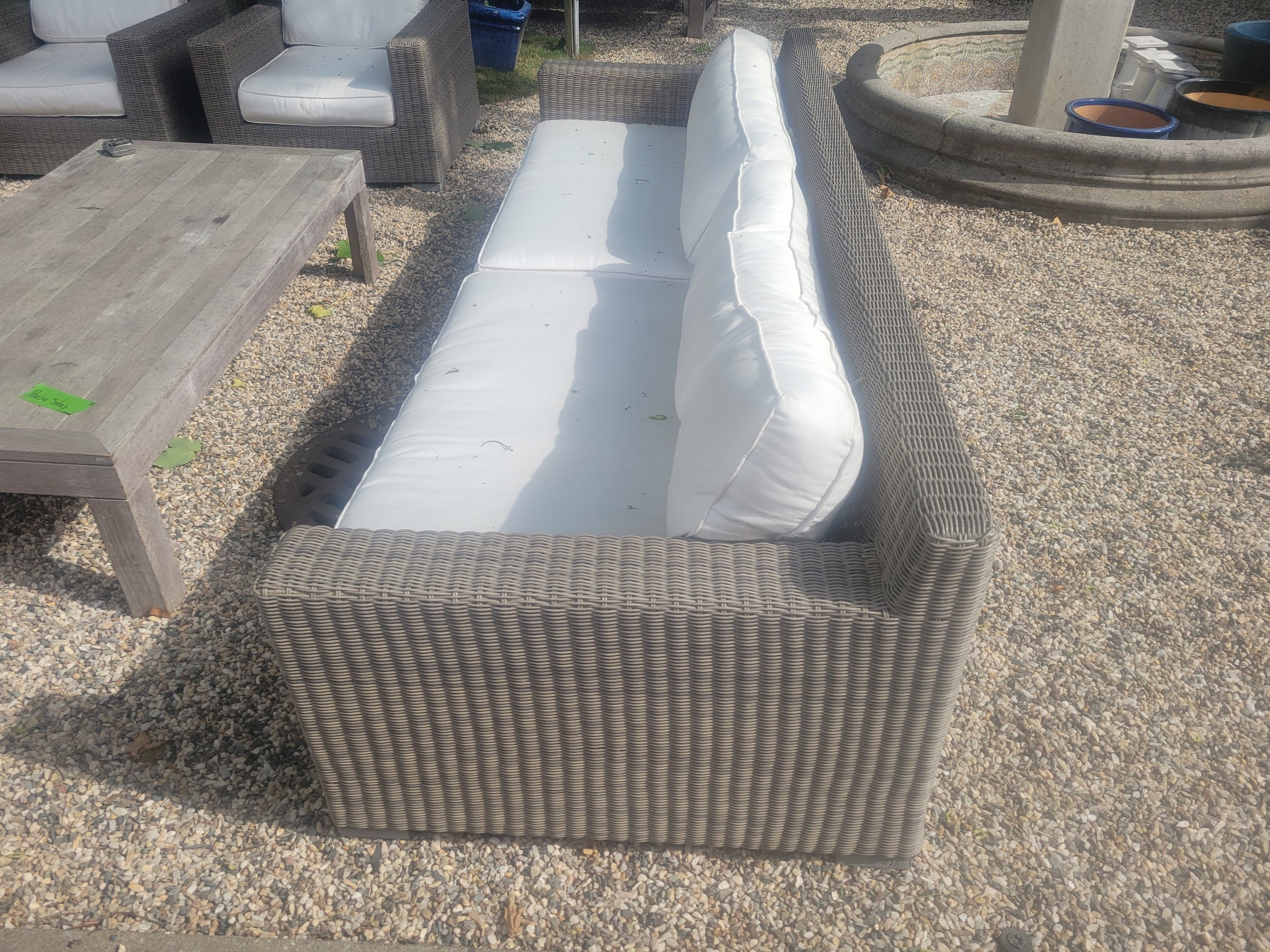 Gray Wicker Sofa w/ Cushions