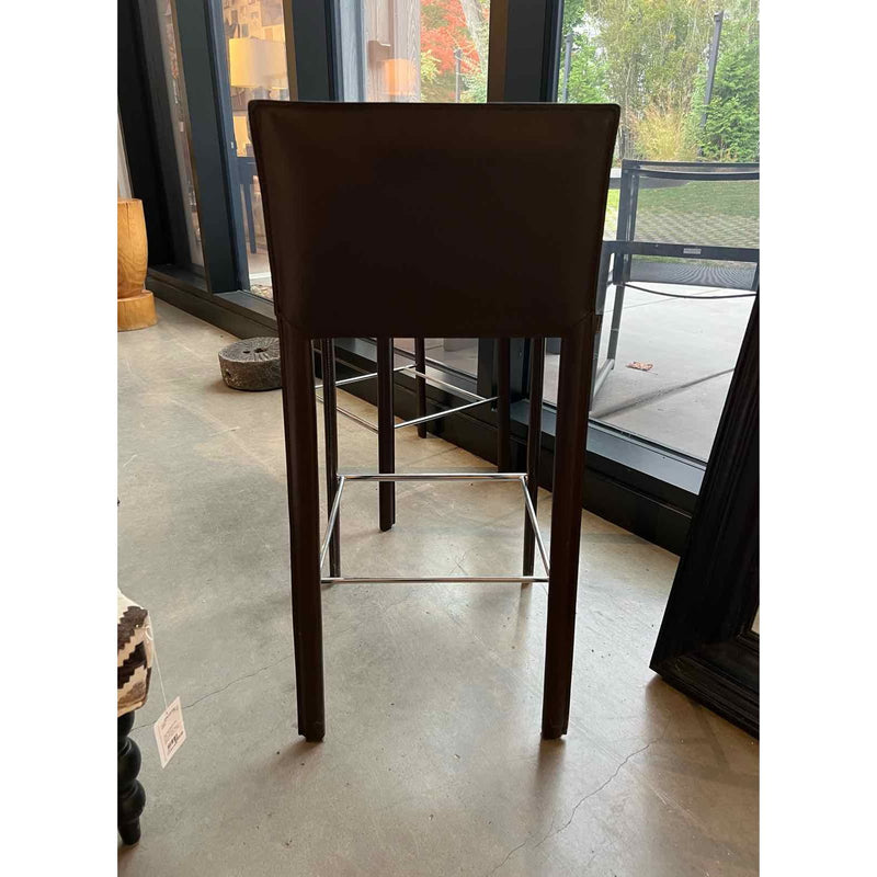 Pair of Kristalia Brown Leather Bar Stools