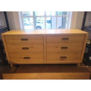 6-Drawer Natural Oak Dresser w/ Metal Pulls