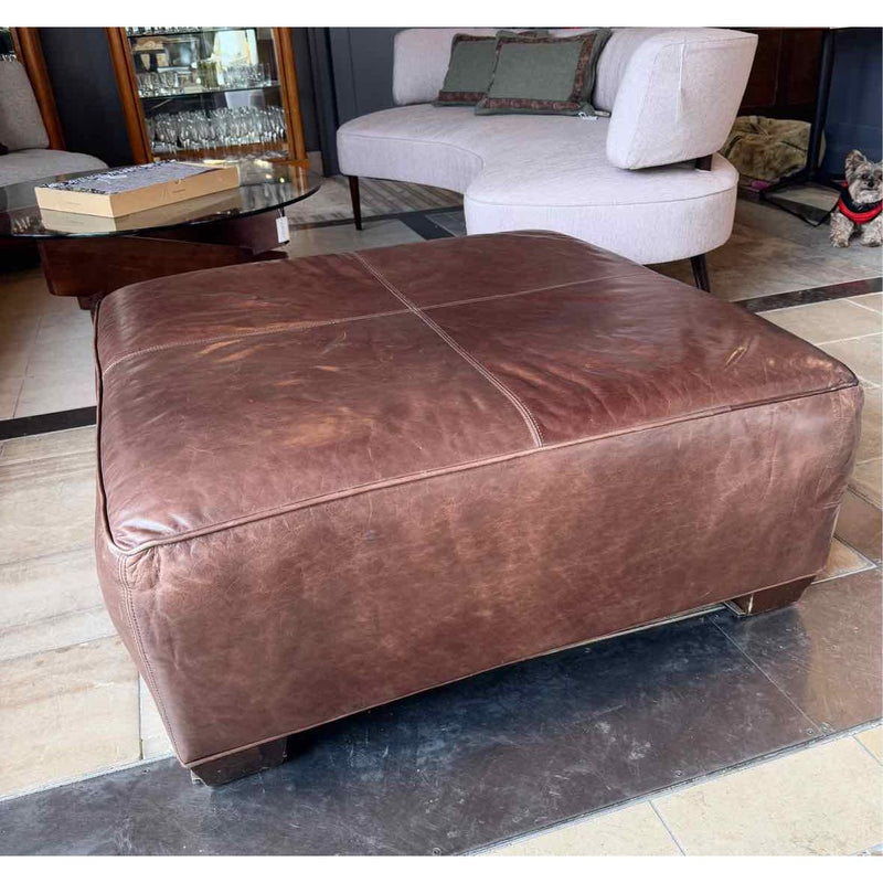 Brown Leather Ottoman