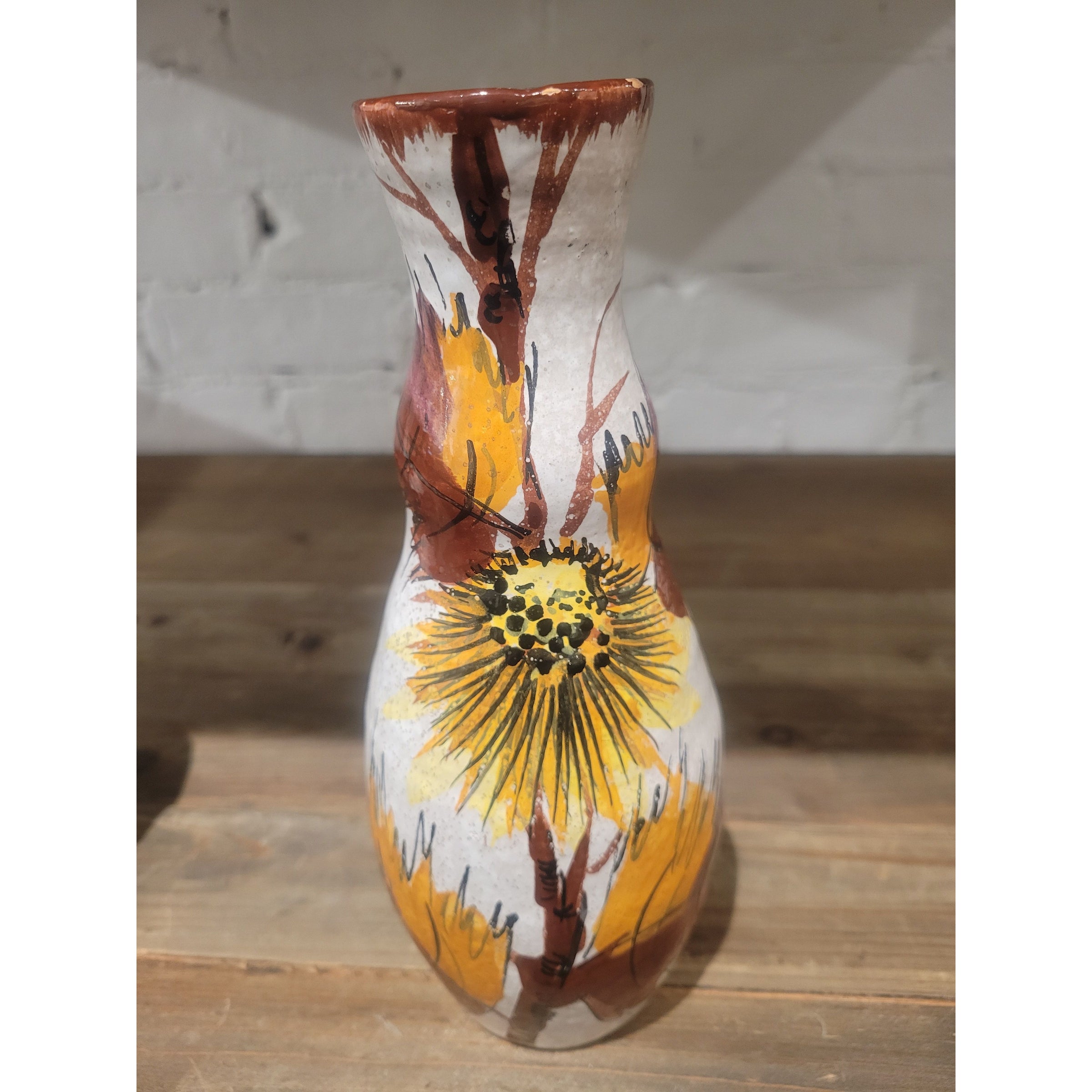 SET of Florentine Originals Painted Leaf Ceramic Vase & Basket