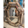 Emerald Cut Beveled Glass Mirror w/ Flower Detail & Antiqued Glass Panels