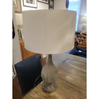 Gray Wood Table Lamp w/ White Shade