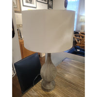 Gray Wood Table Lamp w/ White Shade