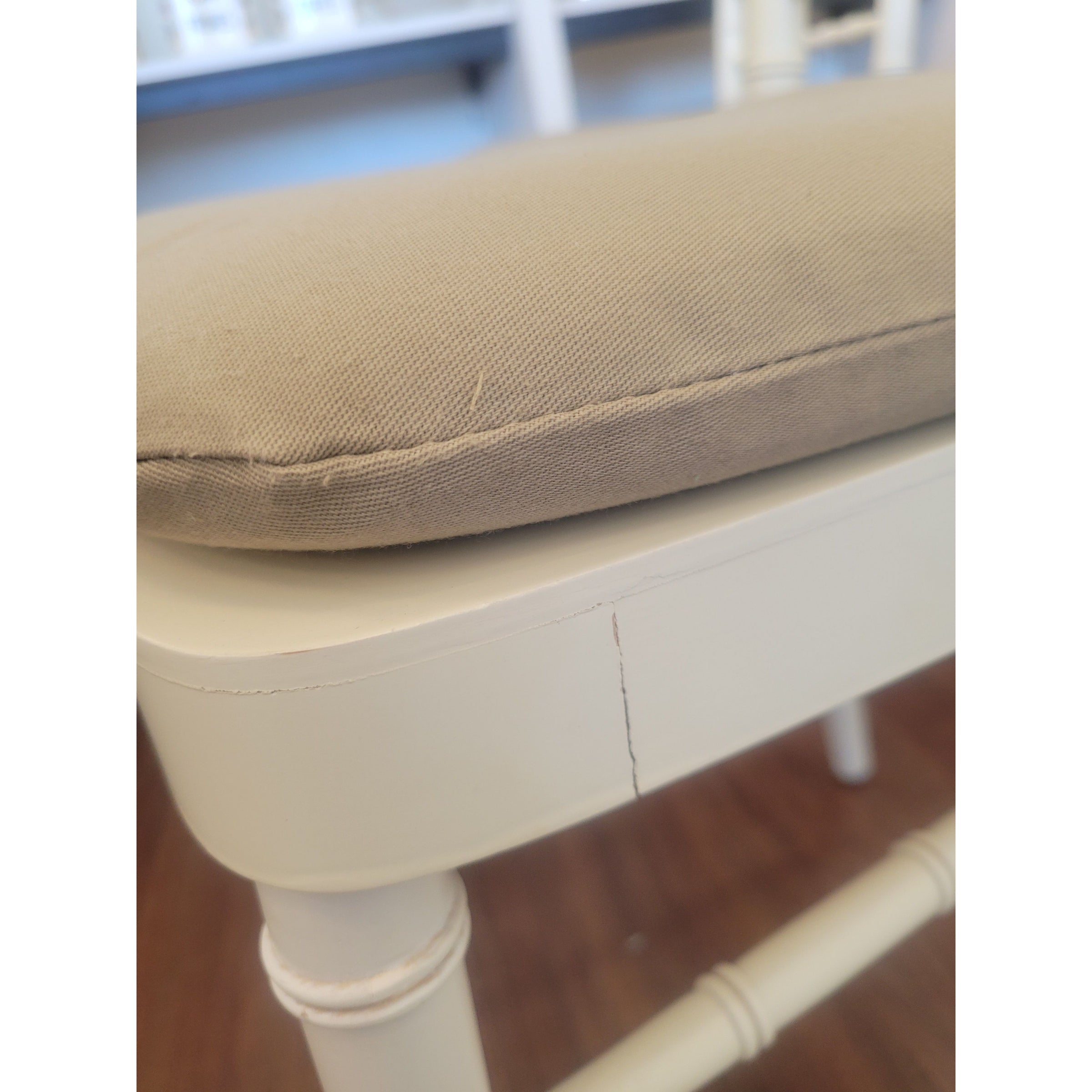 SET of 8 Bulgarian Faux Bamboo Dining Chairs w/ Tan Cushions - AS IS