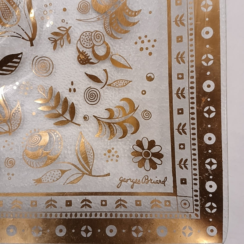 Georges Briard Gold Glass Flat Edge Square Platter