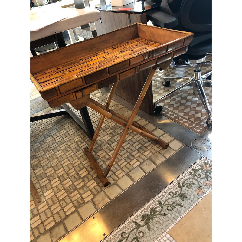 Tortoise Shell Bamboo Folding Tray Table - colletteconsignment.com