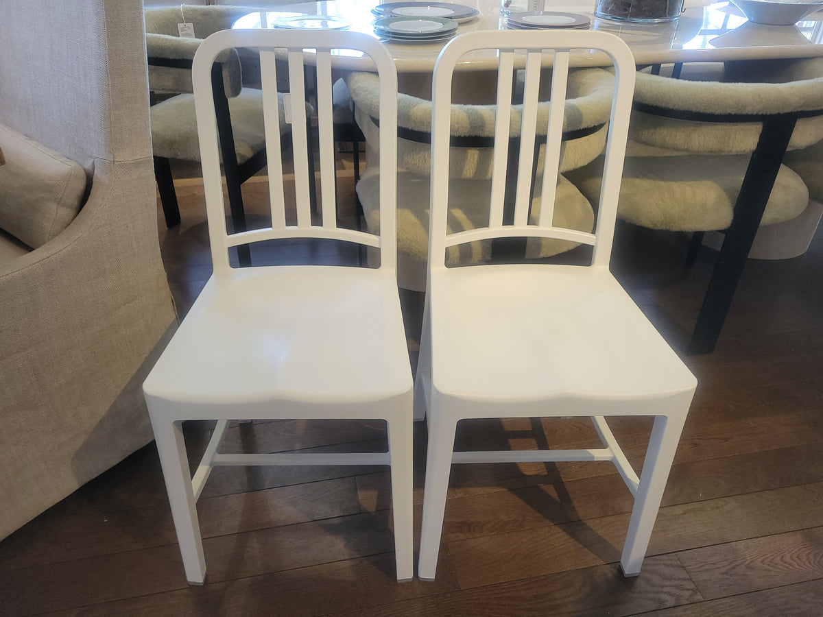 SET of 6 White Recycled Side Chairs by Emeco