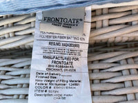 PAIR of White Wicker Chaise Lounges w/ Blue Cushions by Frontgate (AS IS)