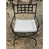 SET of 6 'Felix' Dark Gray Metal Dining Chairs w/ Ivory Cushions by Made Goods