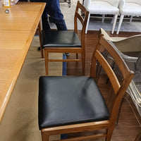 SET of 6 Mid-Century Sculptural Teak & Leather Dining Chairs by Meredew