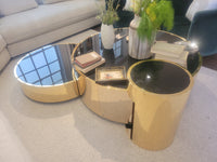 SET of 3 Constellation Coffee Tables w/ Smoked Mirror Glass Tops by Fendi Casa