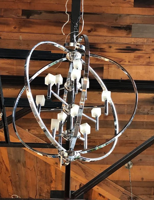 Silver Globe Chandelier 36"Dx39'H