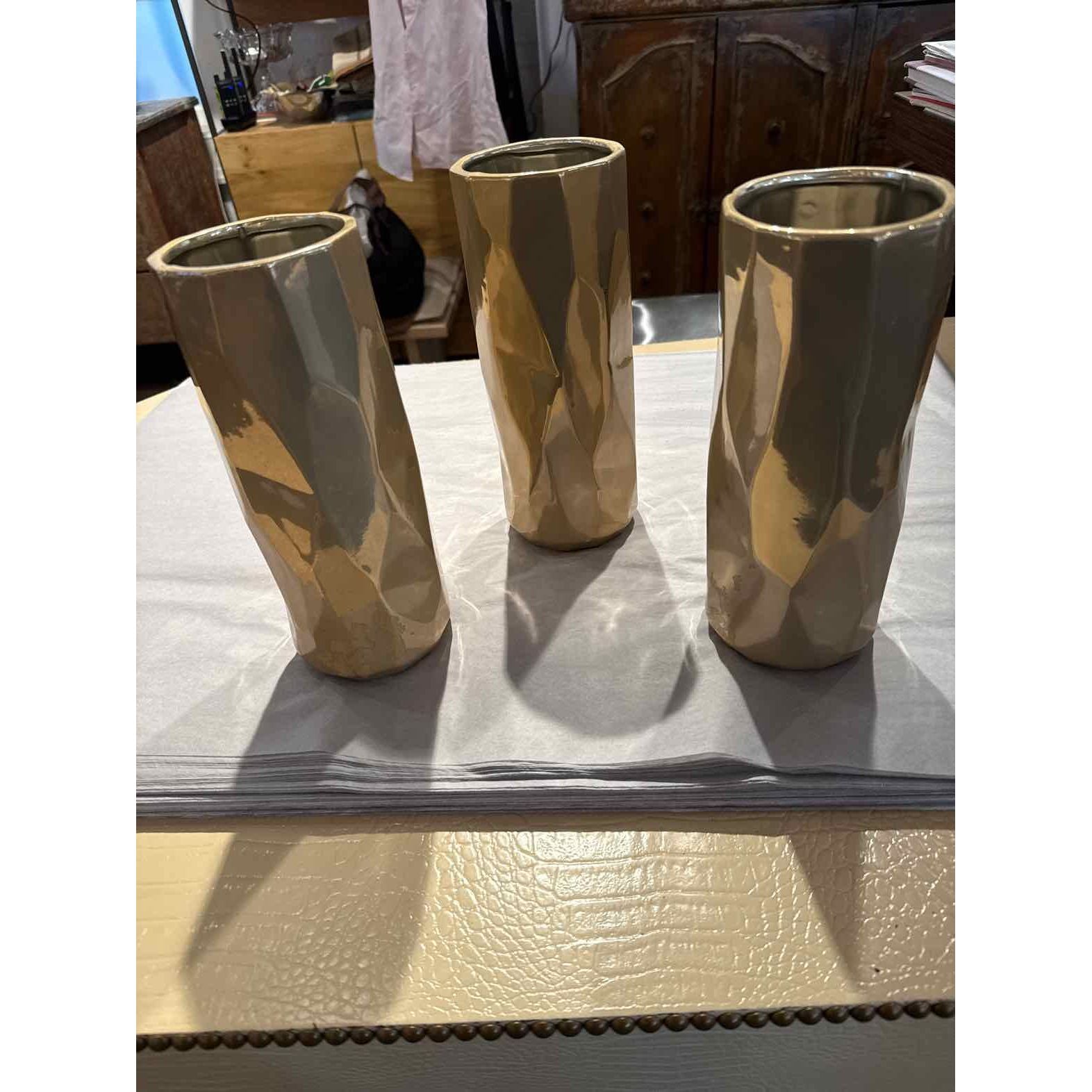 Set of Large Silverglass Vases