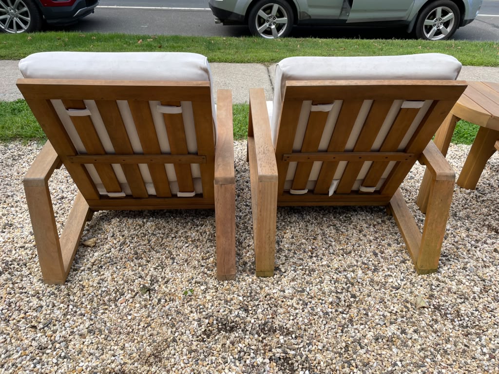 Pair of Outdoor Teak Lounge Chairs