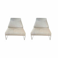 PAIR of 'Lazy' Off-White Hide Lounge Chairs by B&B Italia