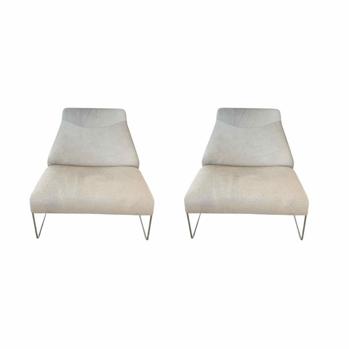 PAIR of 'Lazy' Off-White Hide Lounge Chairs by B&B Italia