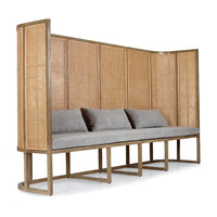 Morgan Tall Back Dining Banquet in Mahogany / Rattan by Box Living