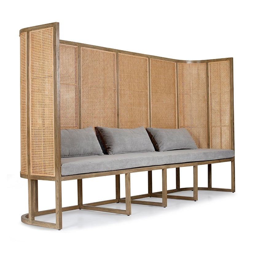 Morgan Tall Back Dining Banquet in Mahogany / Rattan by Box Living