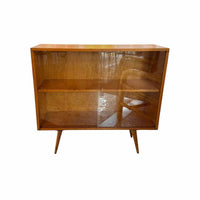 3-ft Mid-Century Maple Cabinet w/ Sliding Glass Doors by Paul McCobb