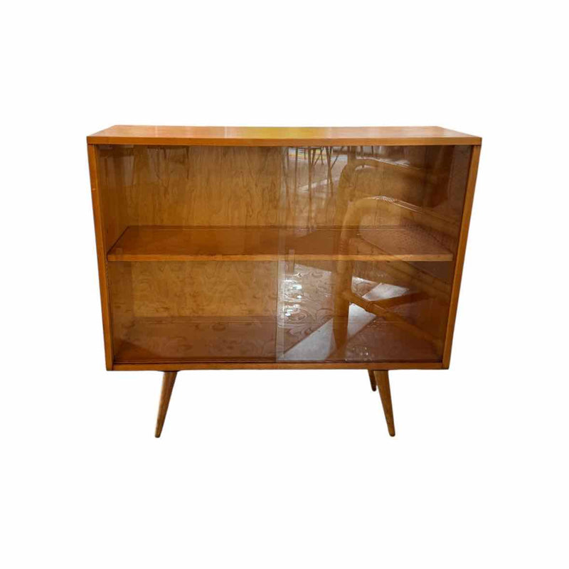 3-ft Mid-Century Maple Cabinet w/ Sliding Glass Doors by Paul McCobb
