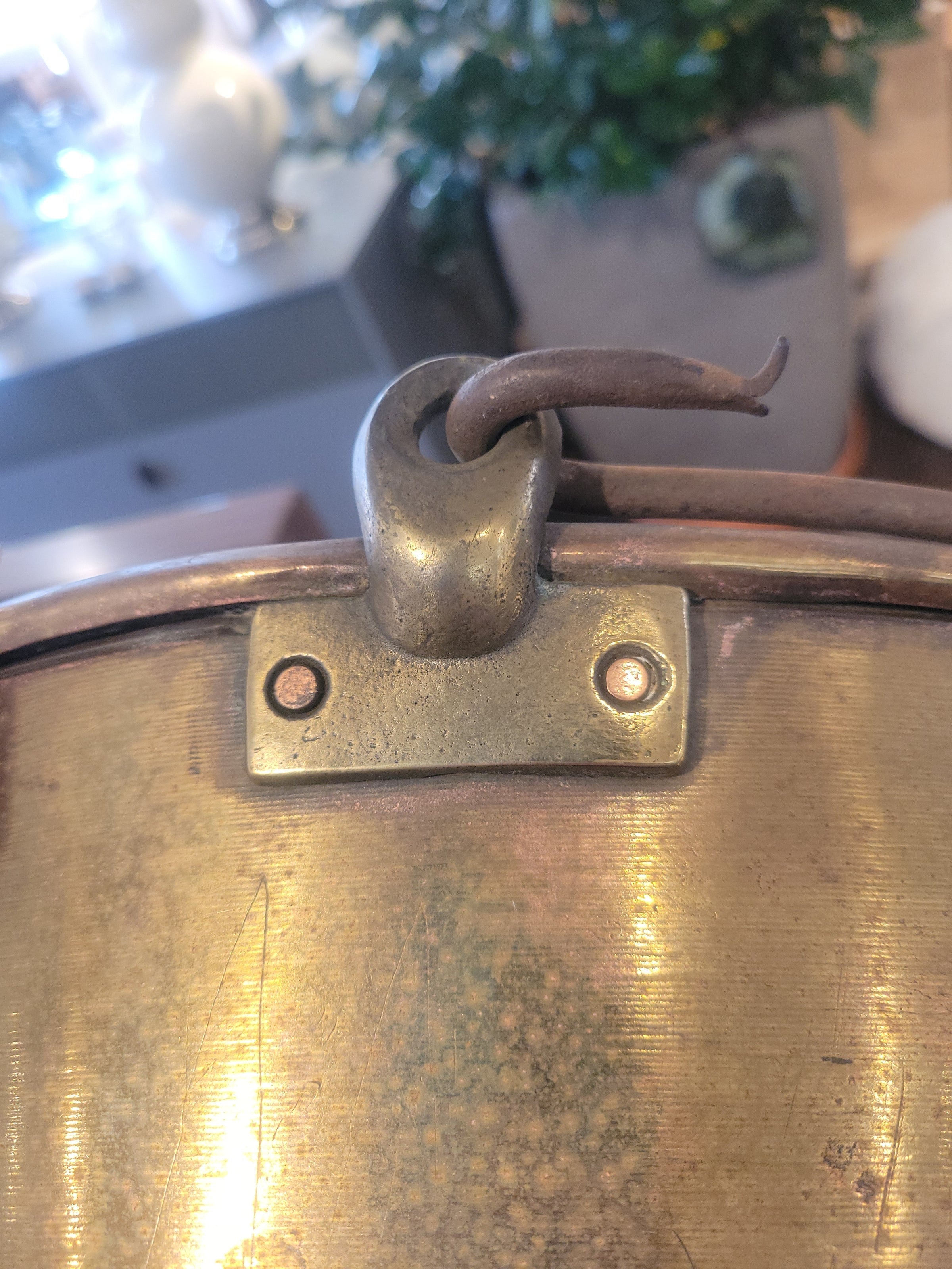 19th C. Brass Bucket w/ Tail Handles by H.W. Hayden - AS IS