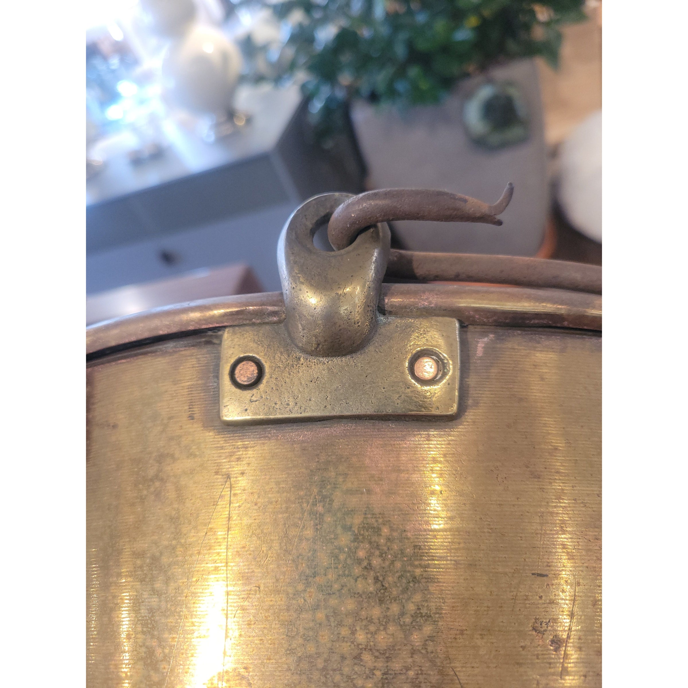 19th C. Brass Bucket w/ Tail Handles by H.W. Hayden - AS IS