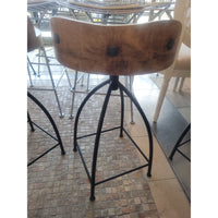 SET of 3 Henson Wood & Iron Swivel Counter Stools by Arteriors