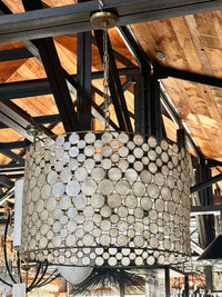 Serena Drum Chandelier by Oly Studio - Metal Frame w/ Capiz Shell Circles