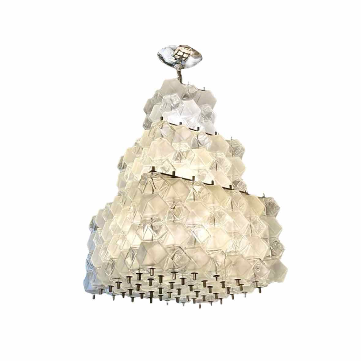 3 Tiered Murano Glass & Nickel Chandelier-Craig Van den Brulle