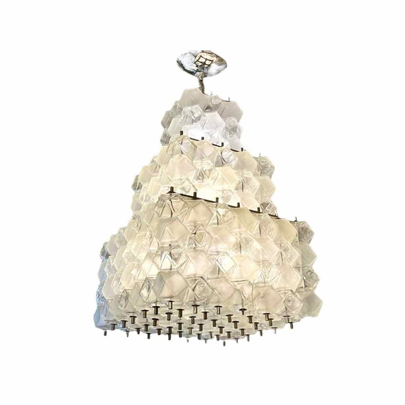 3 Tiered Murano Glass & Nickel Chandelier-Craig Van den Brulle