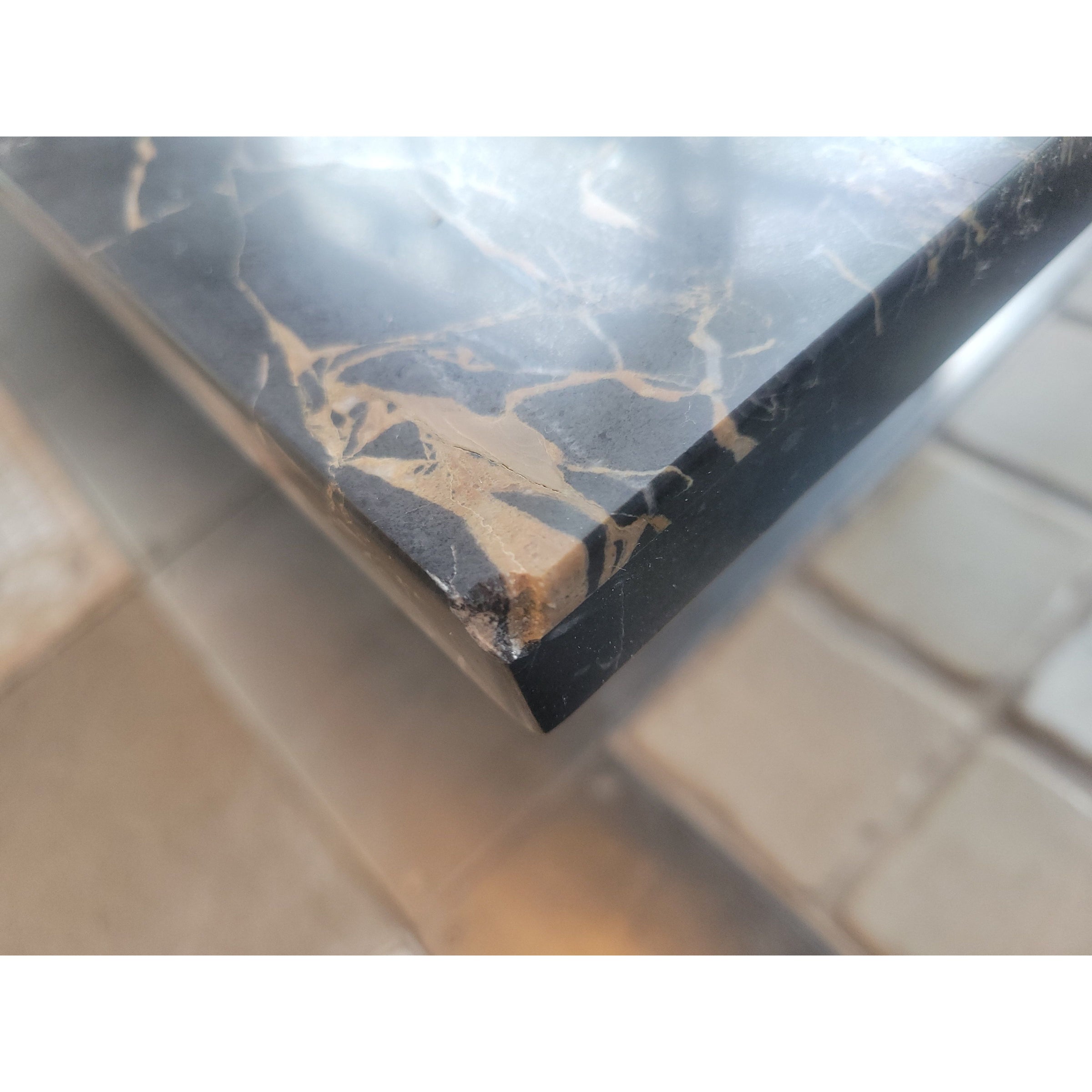 SET of 3 Fluted Black Marble Nesting Tables (AS IS)
