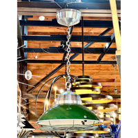 Green Industrial Light Fixtures with Cage  - 21" D x 10" H (Replica)