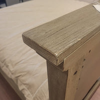 King-Sized Graywash Oak Farmhouse Bed (AS IS) - colletteconsignment.com
