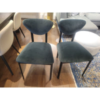 PAIR of Custom Dark Green Performance Velvet Chairs w/ Black Steel Legs