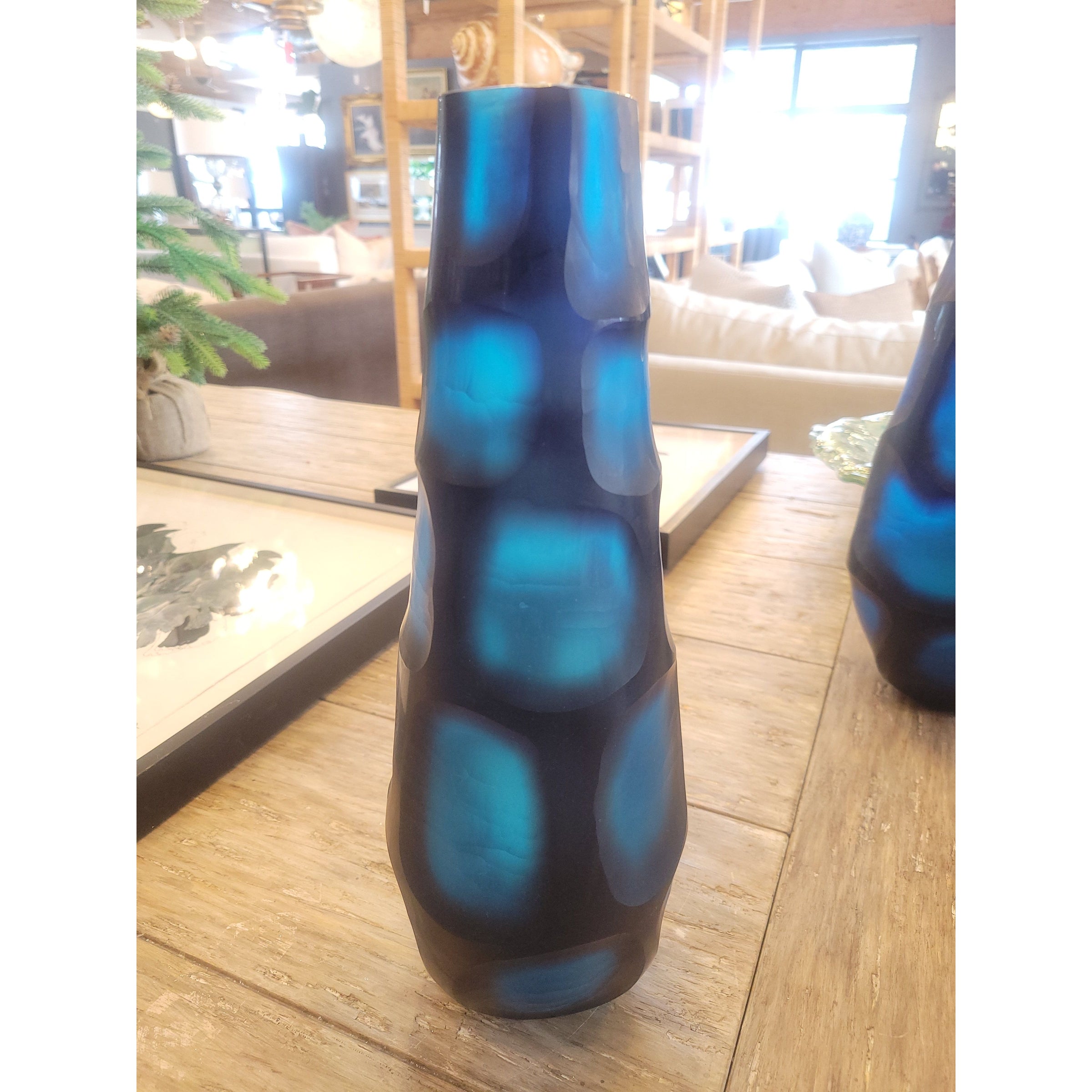 Blue Art Glass Vase