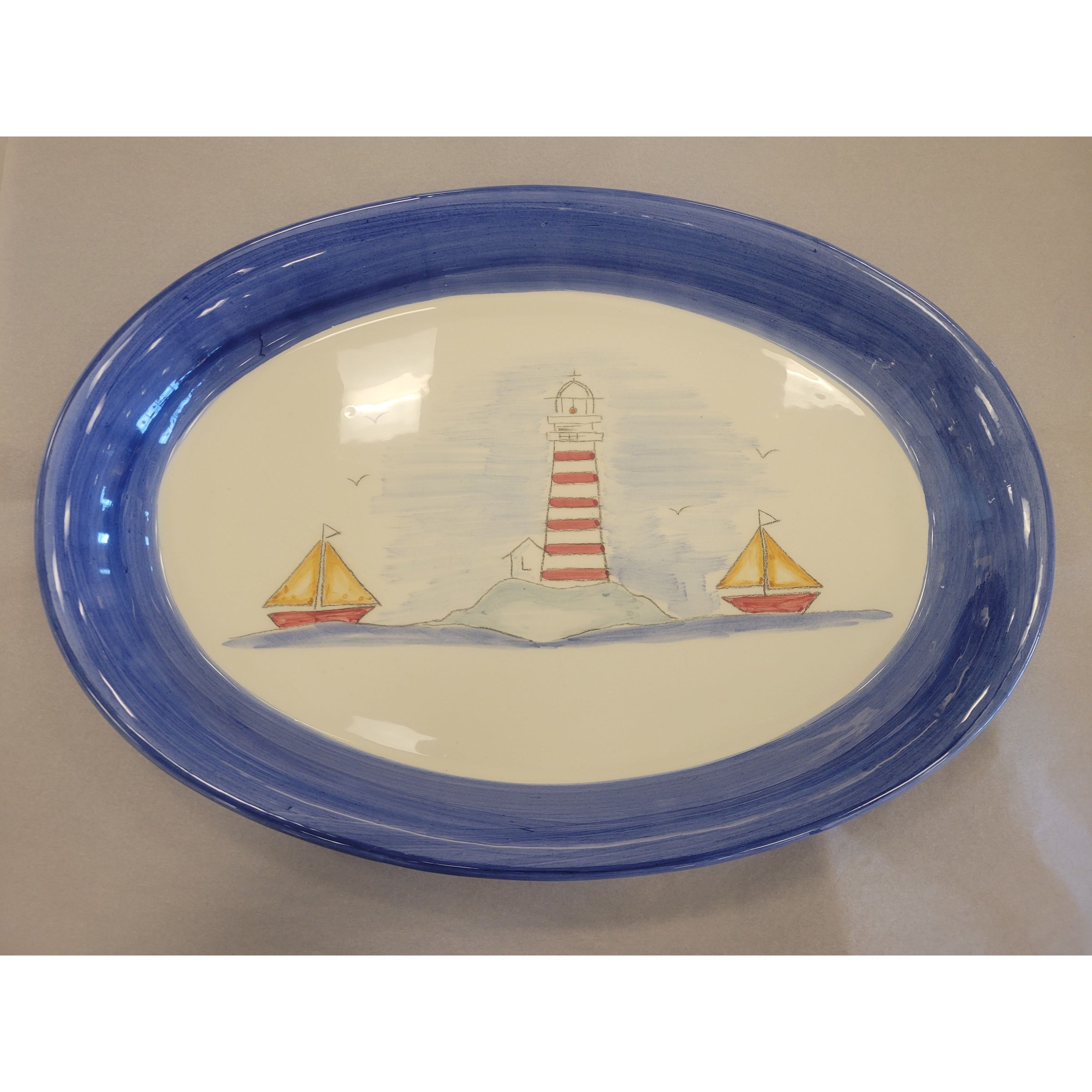 Lighthouse & Sailboats Serving Platter Made in Portugal
