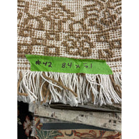 5' x 8.4' Flatweave White & Brown Wool Rug #42