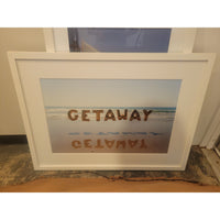'Getaway' Gold Balloon Beach Print by Gray Malin in White Frame