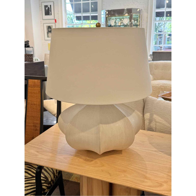 Rana Collection Matte Beige Ceramic Table Lamp by Visual Comfort w/ Shade