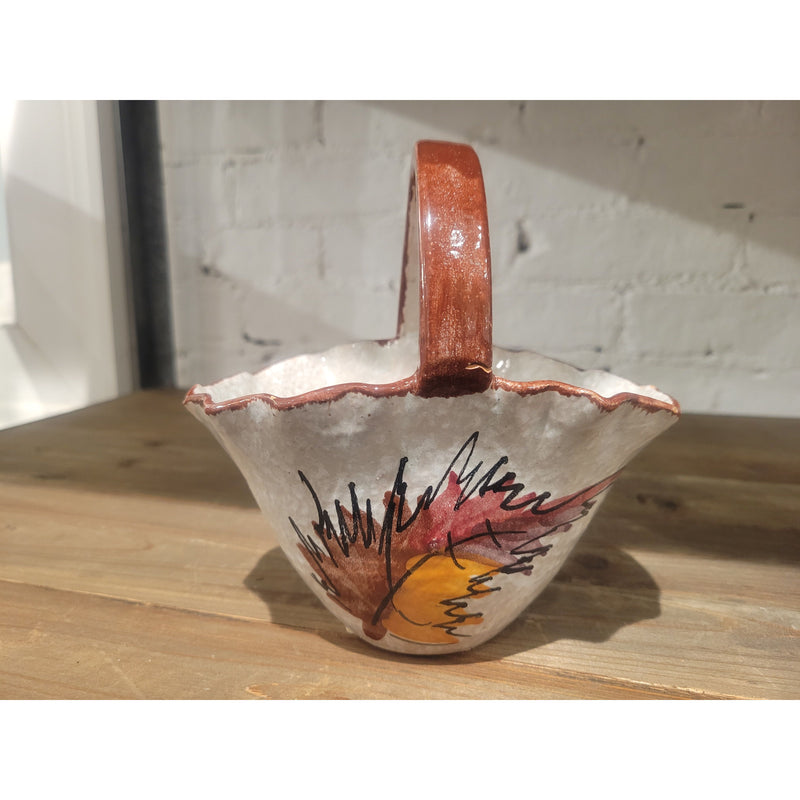 SET of Florentine Originals Painted Leaf Ceramic Vase & Basket